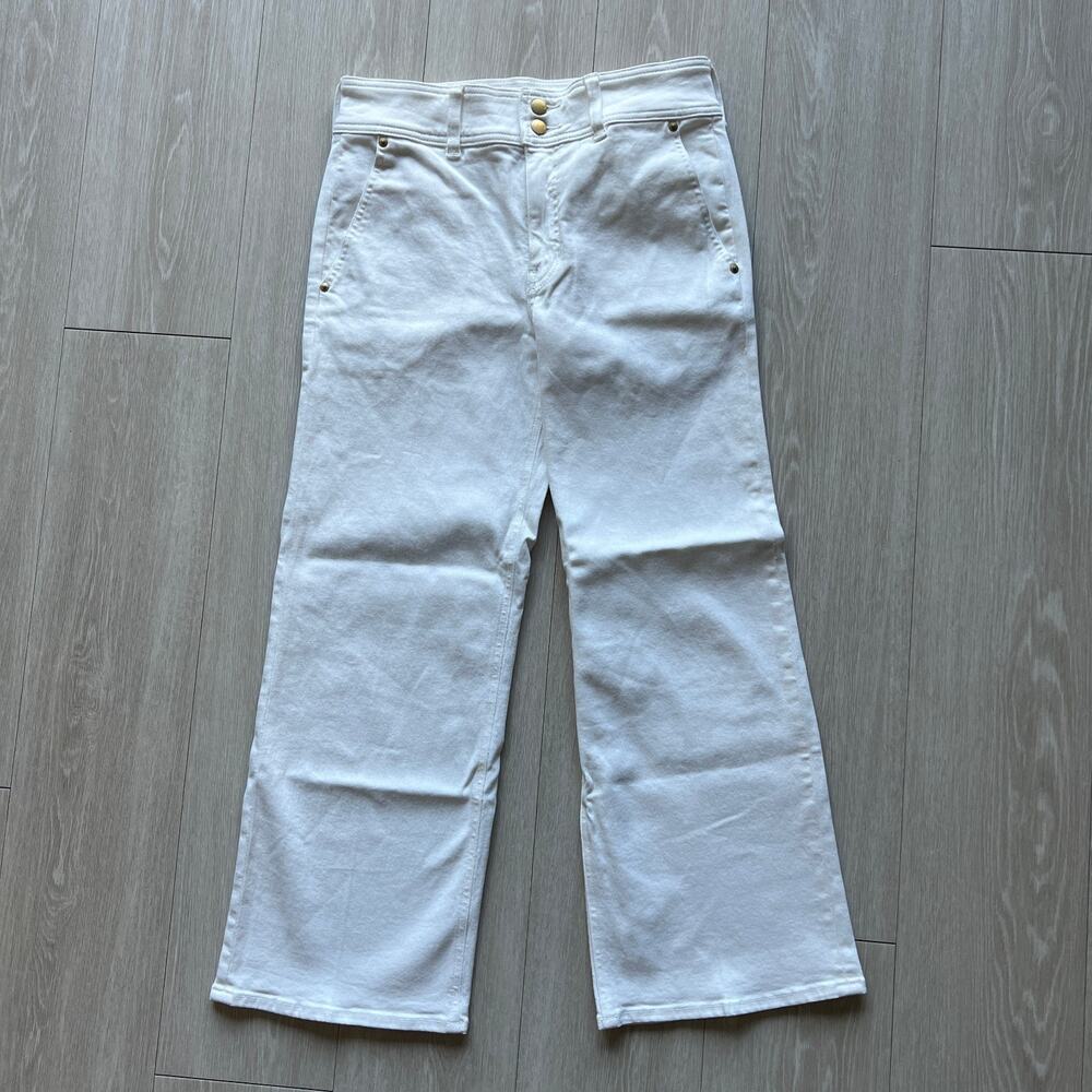 J Crew Slim Wide Jean With Stacked Buttons Womens 27 White Flaw